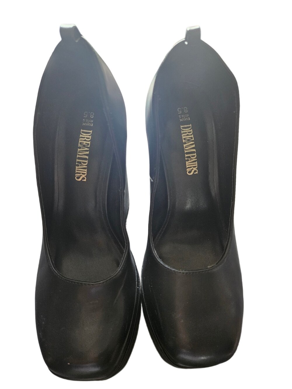 Dream Pairs Black Chunky Double Platform Pumps Square Toe Block Heel Size 8.5 - Picture 3 of 9